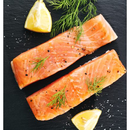 Lazac porció 200g/db (Norvég) bőrrel 1x5kg 12%gl D trim (Salmon salar)