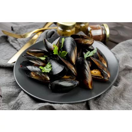 Kagyló héjas vákuumcsomagolt 40-60 db/kg, 5x1kg