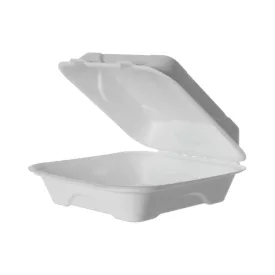 Bagasse box, foldable (HP4) 20x20x6.5 100pc/pack (2MECSD24S)