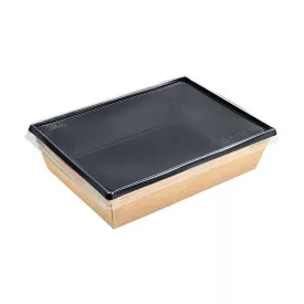   Clear flat lid for Eco-Tray black-brown bowl 1000ml 50pc/pack (2MEECOT01LID)