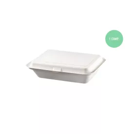   Bagasse rectangular box, foldable 23x15x7.5 cm 125pc/pack (2MECSD13)